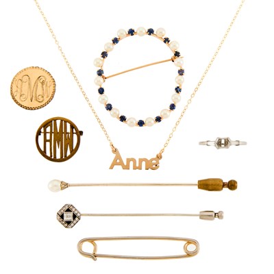 Lot 2276 - Group of Gold, Platinum and Metal Jewelry and Fragments