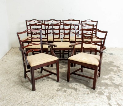 Lot 295 - Set of Eight George III Style Mahogany Ladder Back Dining Chairs