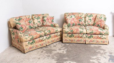 Lot 294 - Pair of Chintz Upholstered Love Seats
