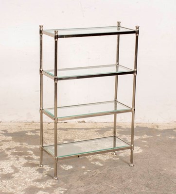 Lot 333 - Restoration Hardware Stainless Steel and Glass Bookcase