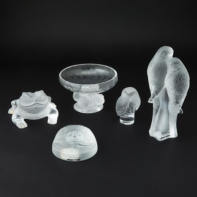 Lot 300 - Five Lalique Molded Glass Articles
