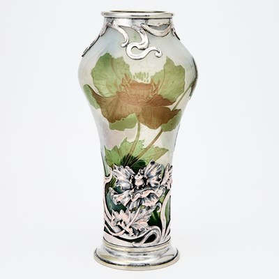 Lot 886 - Verrerie de Sèvres Art Nouveau Silver-Plated Metal and Acid-Etched Cameo Glass Vase