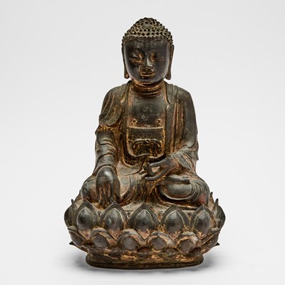 Lot 75 - A Chinese Parcel Gilt Bronze Figure of Seated Buddha