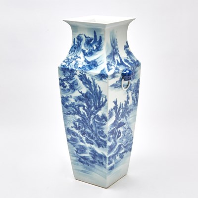 Lot 237 - A Large Chinese Blue and White Porcelain Square Vase