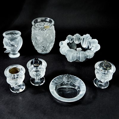 Lot 740 - Seven Lalique Molded Colorless Glass Table Articles