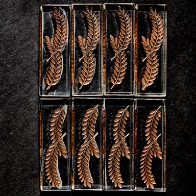 Lot 761 - Set of Eight R. Lalique Molded Glass "Hortense" Knife Rests