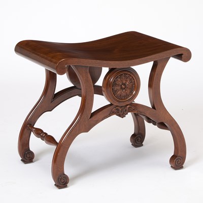 Lot 637 - George III Style Carved Mahogany Stool