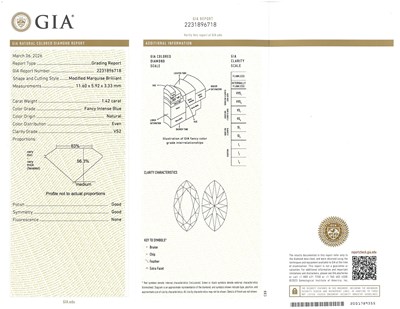 Lot 194 - Platinum, White Gold, Fancy Intense Blue Diamond and Diamond Ring