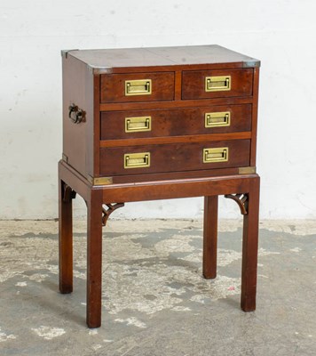 Lot 386 - Gilt-Brass Mounted Mahogany Campaign Style Chest on Stand
