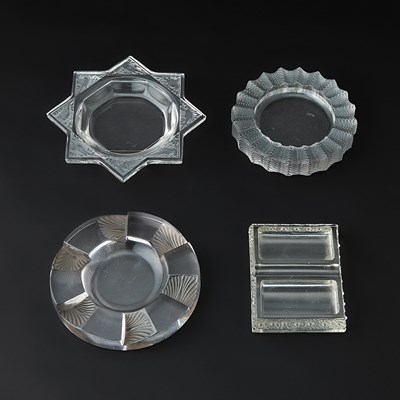 Lot 330 - Four Lalique Molded Glass Ashtrays