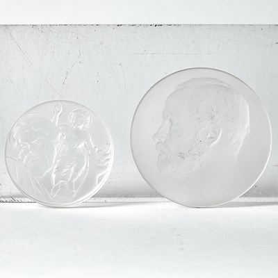 Lot 743 - Two R. Lalique Molded Glass Medallions