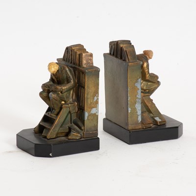 Lot 393 - Pair of Painted Metal Figural Bookends