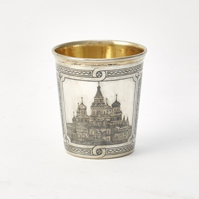 Lot 274 - Russian Silver-Gilt and Niello Beaker