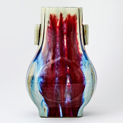 Lot A Chinese Flambe Glazed Porcelain Hu Vase