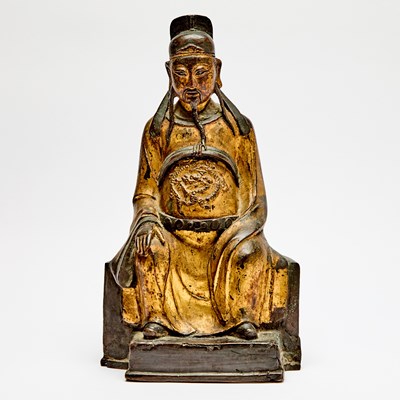 Lot 76 - A Chinese Gilt Lacquered Bronze Figure of Wenchang