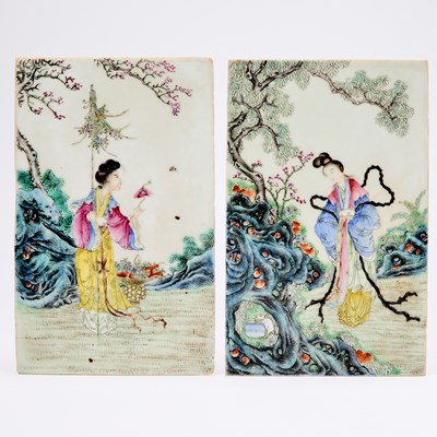 Lot 579 - A Pair of Chinese Enameled Porcelain Plaques