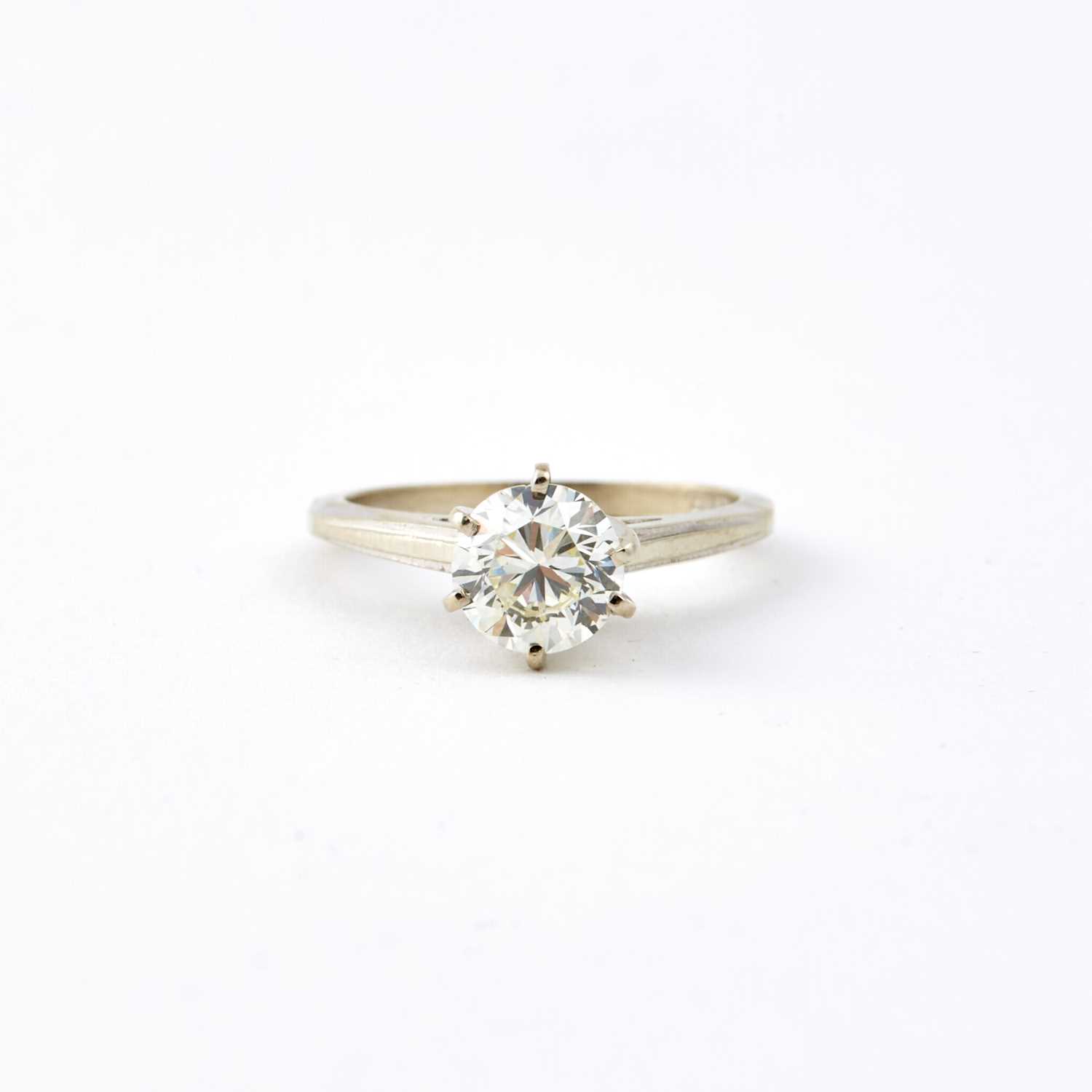 Lot 61 - Diamond Solitaire Ring about 1.15 cts., 14K 1 dwt.