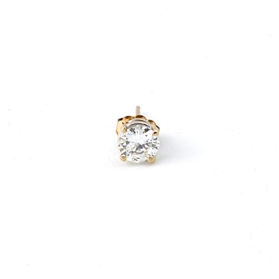 Lot 64 - Diamond Solitaire Earring about 0.75 ct., 14K
