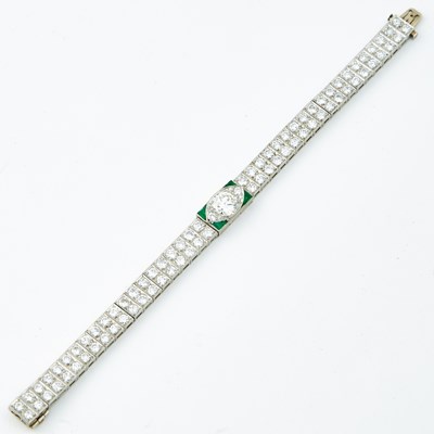 Lot 65 - Diamond and Stone Flexible Bracelet, 85 diamonds, center stone about 1.85 cts., 84 stones about 10.50 cts., Platinum 20 dwt. all