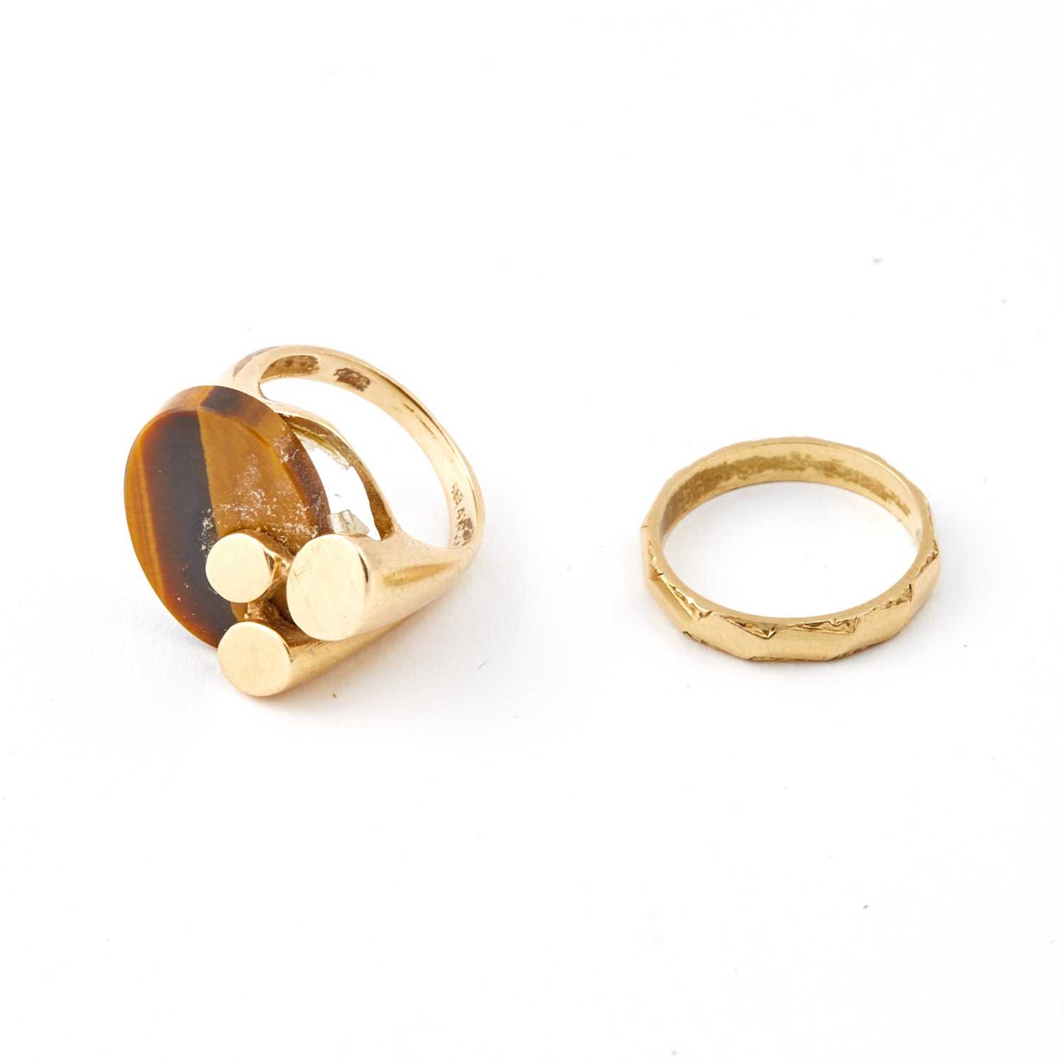 Lot 76 - Two Gold and Stone Rings, 14K 6 dwt. all