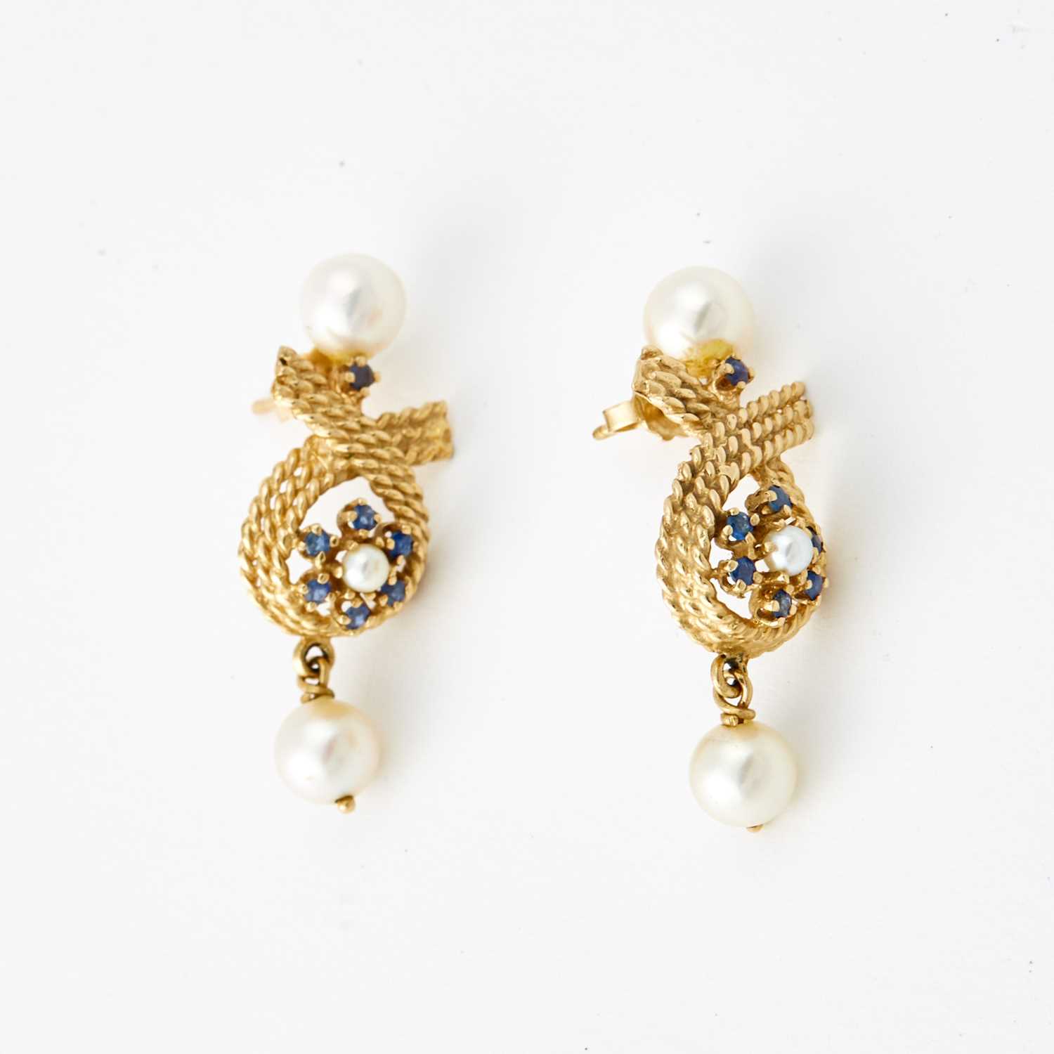 Lot 78 - Two Gold, Stone and Bead Earrings, 14K 5 dwt. all