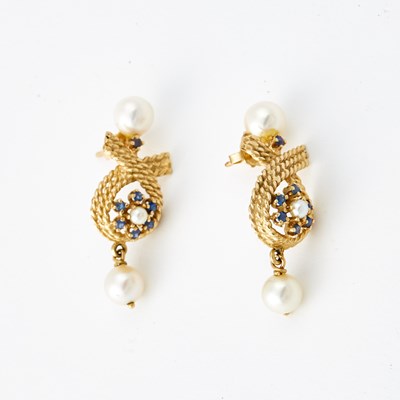 Lot 78 - Two Gold, Stone and Bead Earrings, 14K 5 dwt. all