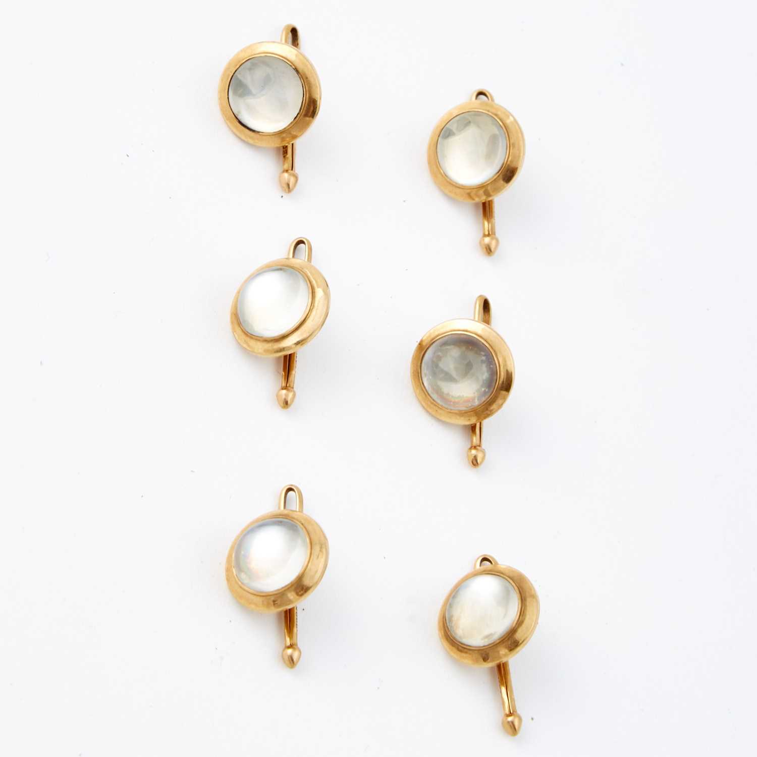 Lot 82 - Six Gold and Stone Studs, 14K 10 dwt. all