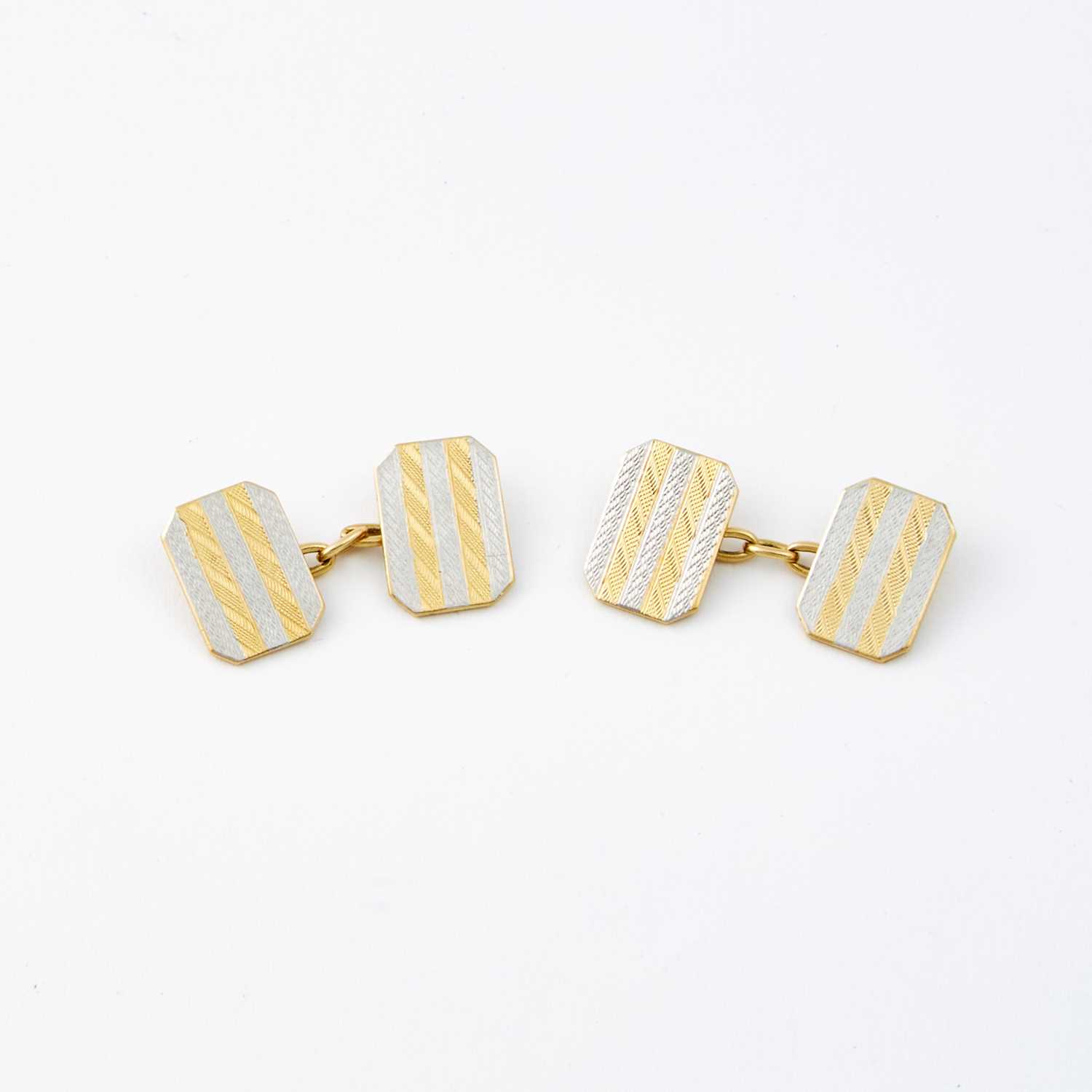 Lot 83 - Two Gold Cuff Links, 18K and Platinum 7 dwt. all