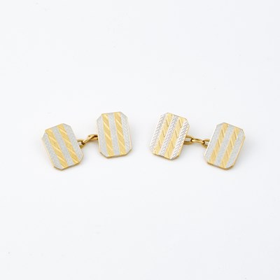 Lot 83 - Two Gold Cuff Links, 18K and Platinum 7 dwt. all
