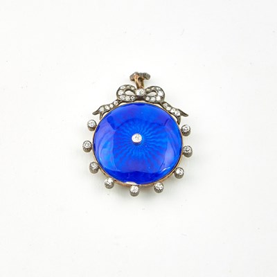 Lot 88 - Diamond, Stone and Glass Pendant, 36 diamonds about 0.50 ct., 10K 6 dwt. all