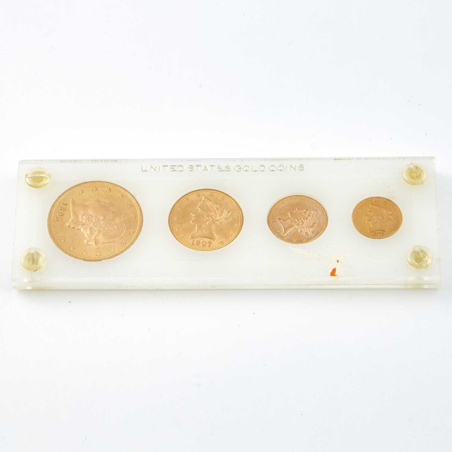 Lot 92 - Set of 4 US Gold Coins: American Eagle - $20--1895, $10--1907, $5--1887 and $2.5--1878