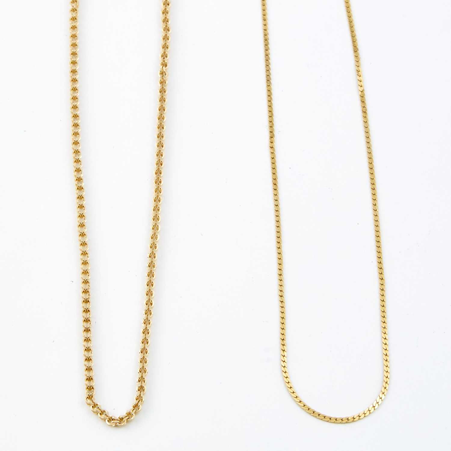 Lot 98 - Two Gold Neck Chains, 14K 8 dwt.