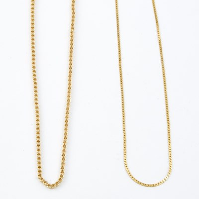 Lot 98 - Two Gold Neck Chains, 14K 8 dwt.