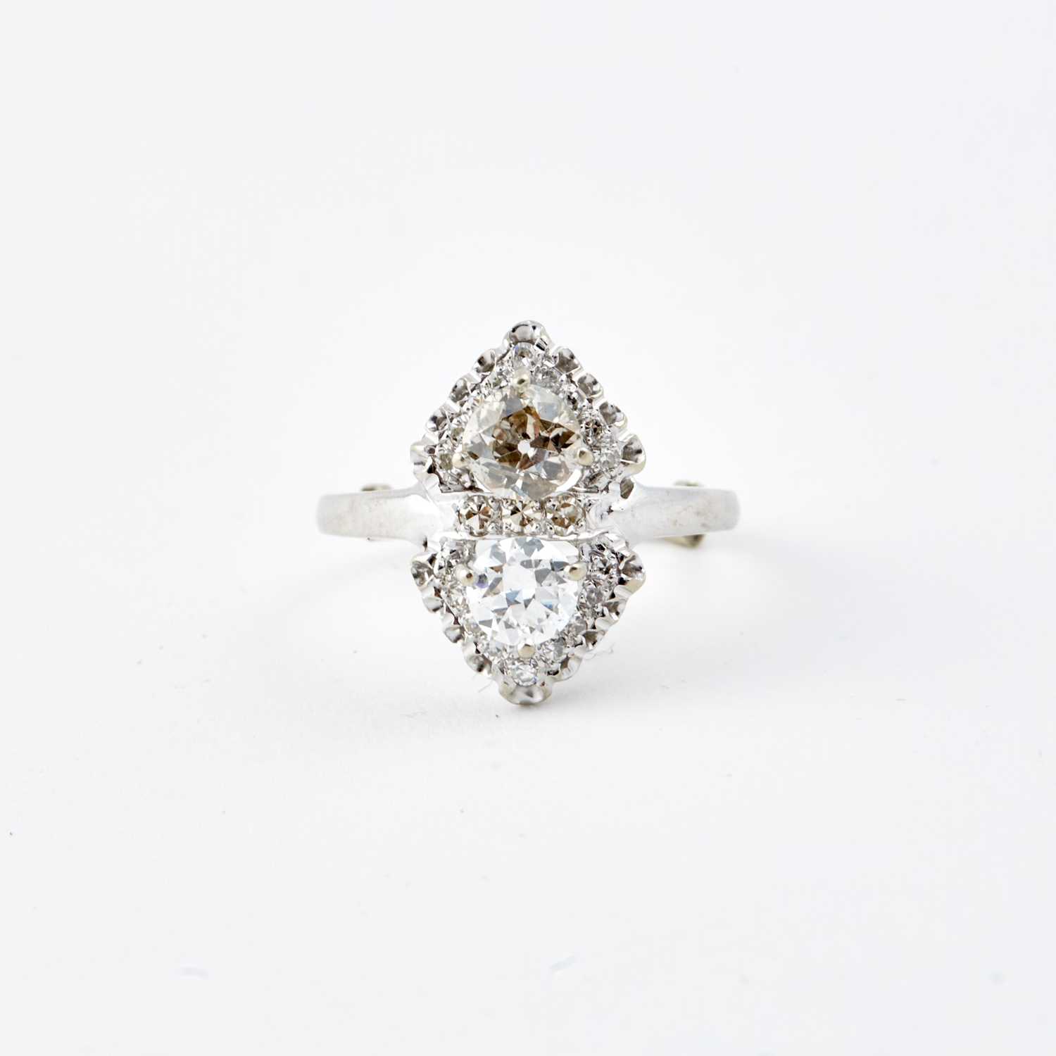 Lot 100 - Diamond Ring, 2 diamonds about 1.20 cts., 14K 2 dwt.