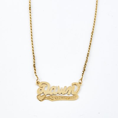 Lot 104 - Gold Name Plate, 14K 8 dwt.