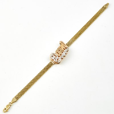 Lot 105 - Diamond ID Bracelet, 14K 7 dwt.