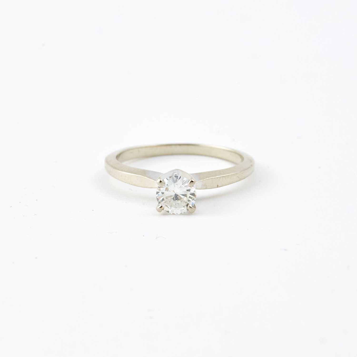 Lot 107 - Diamond Solitaire Ring about 0.45 ct., 14K 1 dwt., clarity enhanced