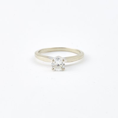 Lot 107 - Diamond Solitaire Ring about 0.45 ct., 14K 1 dwt., clarity enhanced