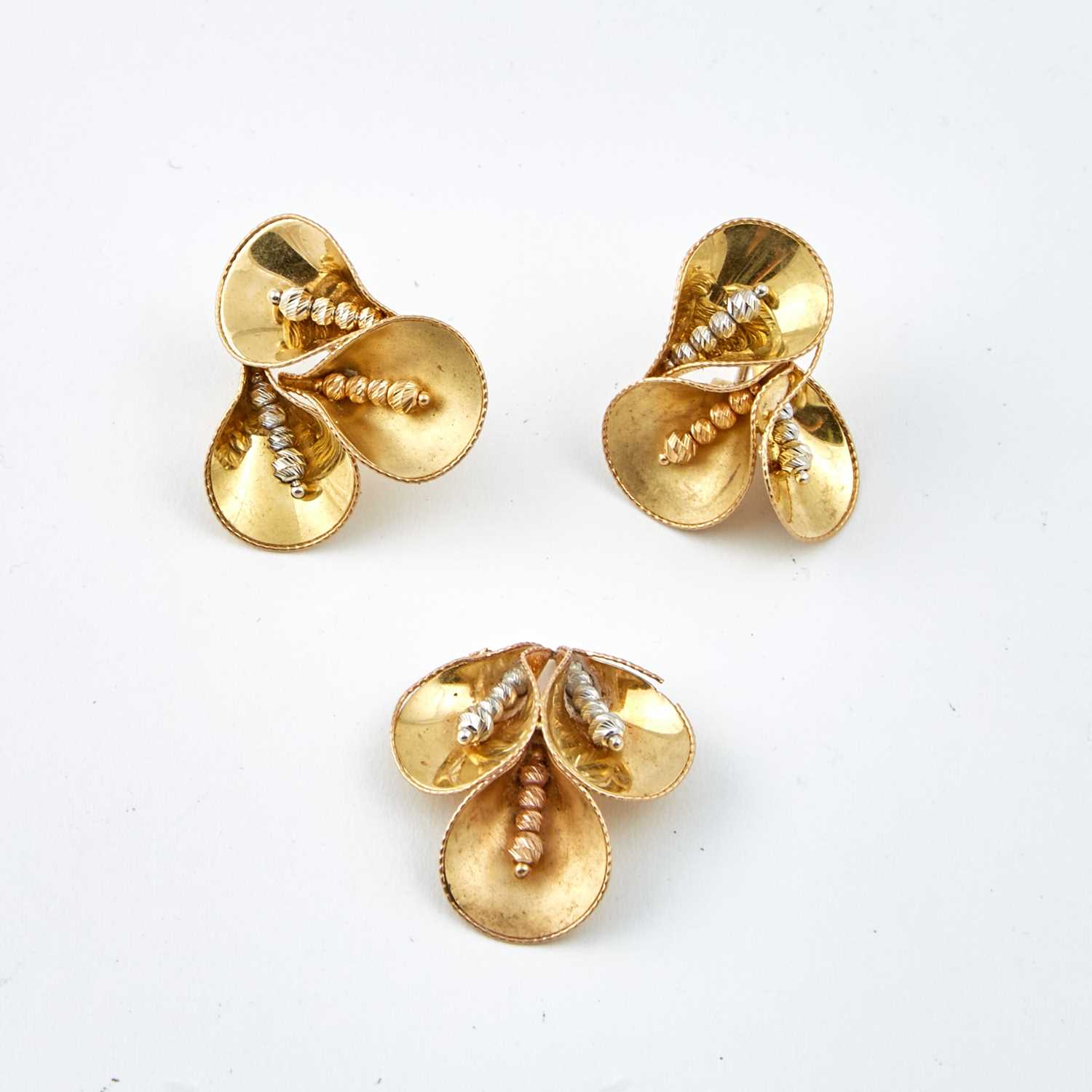 Lot 110 - Two Gold Earrings and Pendant, 18K 8 dwt.