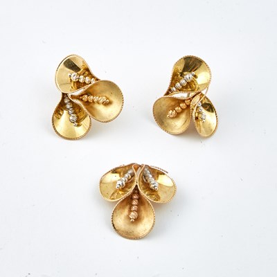 Lot 110 - Two Gold Earrings and Pendant, 18K 8 dwt.