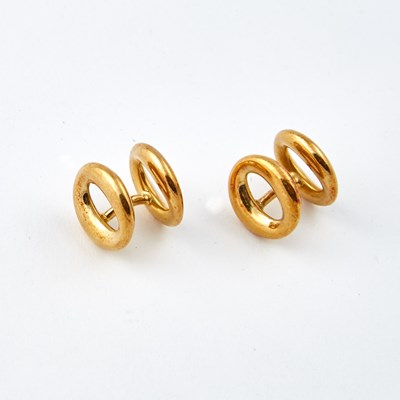 Lot 114 - Two Gold Cuff Links, 18K 10 dwt., bears signature Tiffany & Co.