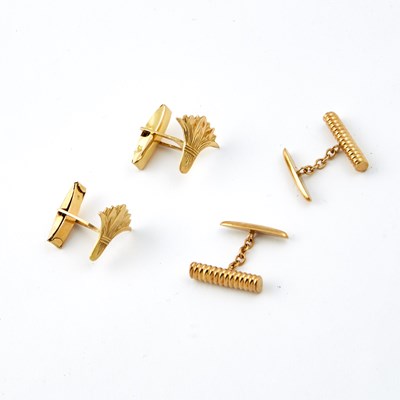 Lot 116 - Four Gold Cuff Links, 18K 7 dwt.