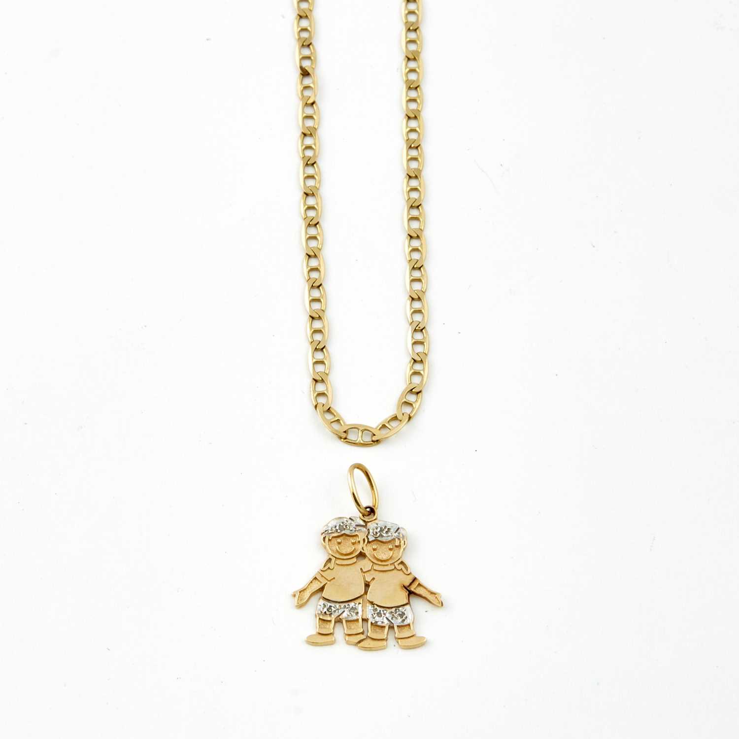 Lot 119 - Diamond Pendant and Gold Neck Chain, 14K 7 dwt.