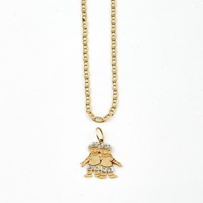 Lot 119 - Diamond Pendant and Gold Neck Chain, 14K 7 dwt.