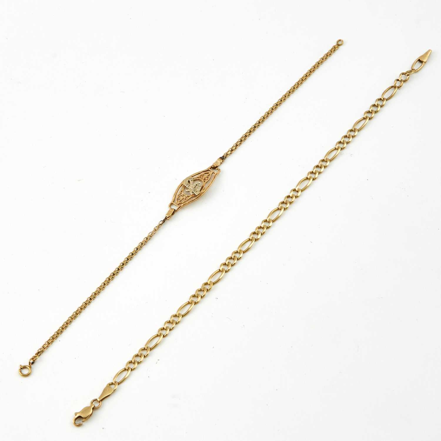 Lot 120 - Two Gold Flexible Bracelets, 14K 5 dwt., damaged