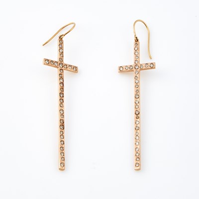 Lot 176 - Two Diamond Earrings, 62 diamonds 1.35 cts., 14K 6dwt.