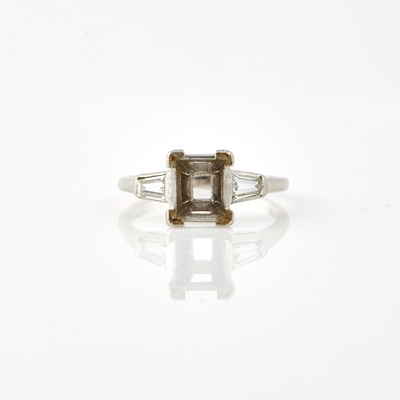 Lot 182 - Diamond Ring, 2 diamonds about .40 ct., Platinum 3 dwt., stone missing