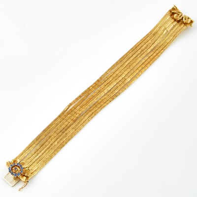 Lot 198 - Gold and Stone Flexible Bracelet, 18K 34 dwt. all