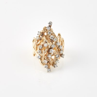 Lot 205 - Diamond Ring, 24 diamonds about 1.00 ct., 14K 8 dwt.