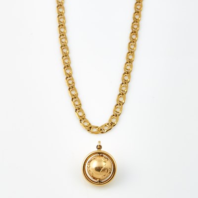 Lot 213 - Gold Pendant and Neck Chain, 14K 18 dwt.